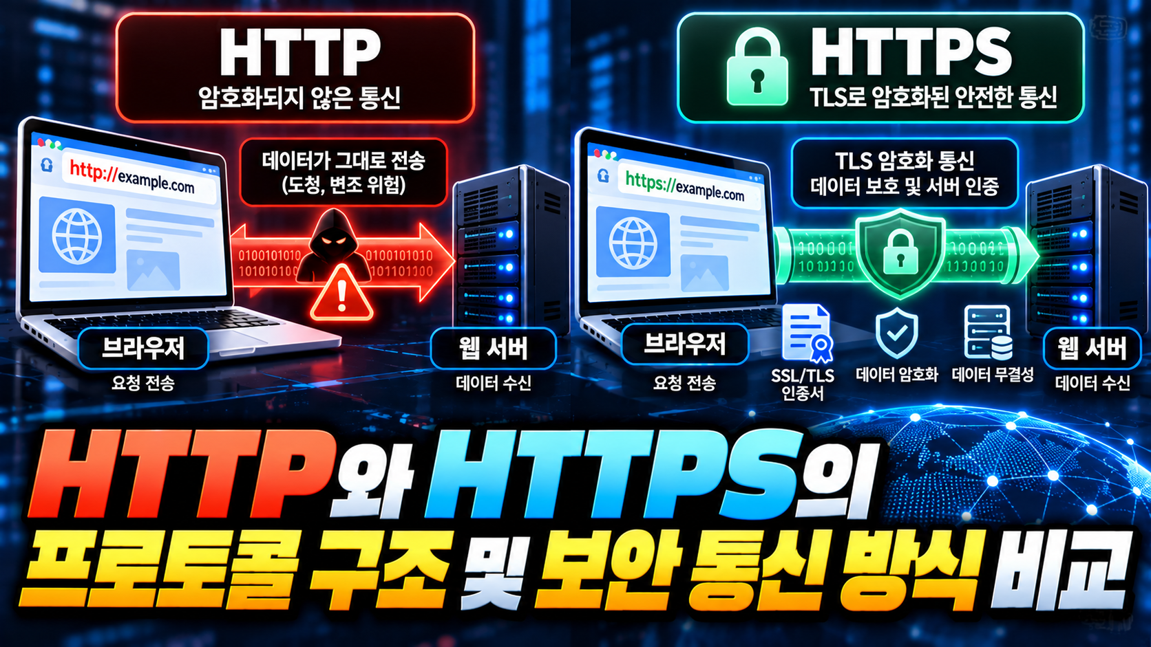 HTTP와 HTTPS 보안 통신 비교 썸네일